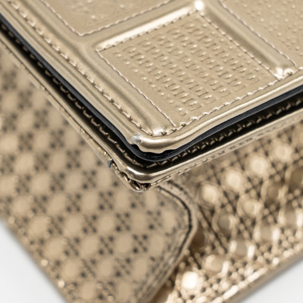 DIOR MEDIUM DIORAMA METALLIC CALFSKIN LIGHT GOLD WITH LGHW