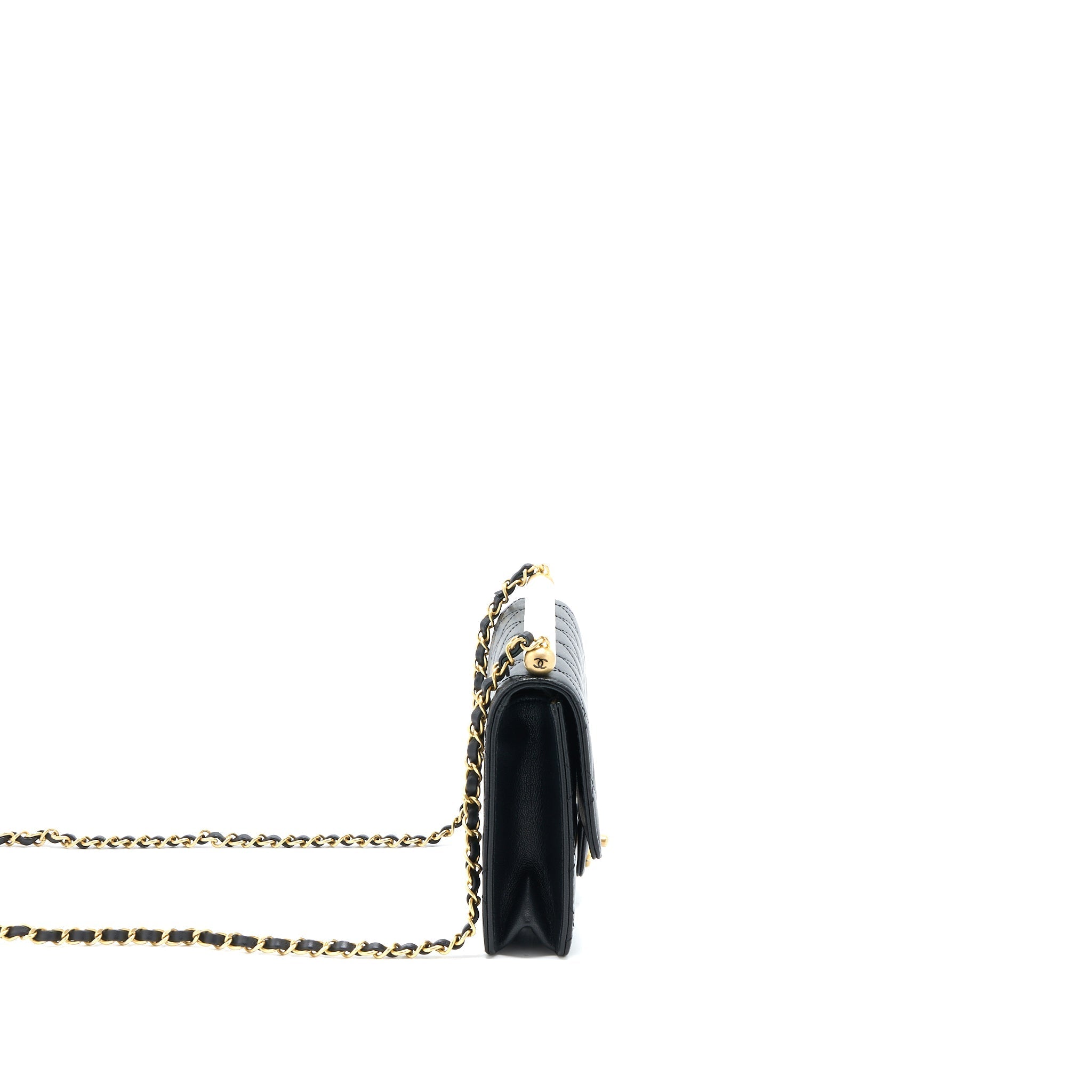 CHANEL 20C PEARL FLAP BAG GOATSKIN BLACK GHW
