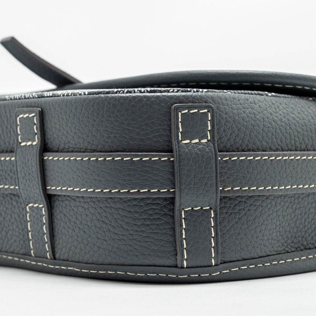 GOYARD BELVEDERE PM MESSENGER BAG GOYARDINE CANVAS CALFSKIN GREY SHW
