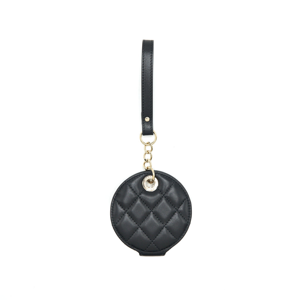 CHANEL QUILTED LUGGAGE TAG LAMBSKIN BLACK LGHW