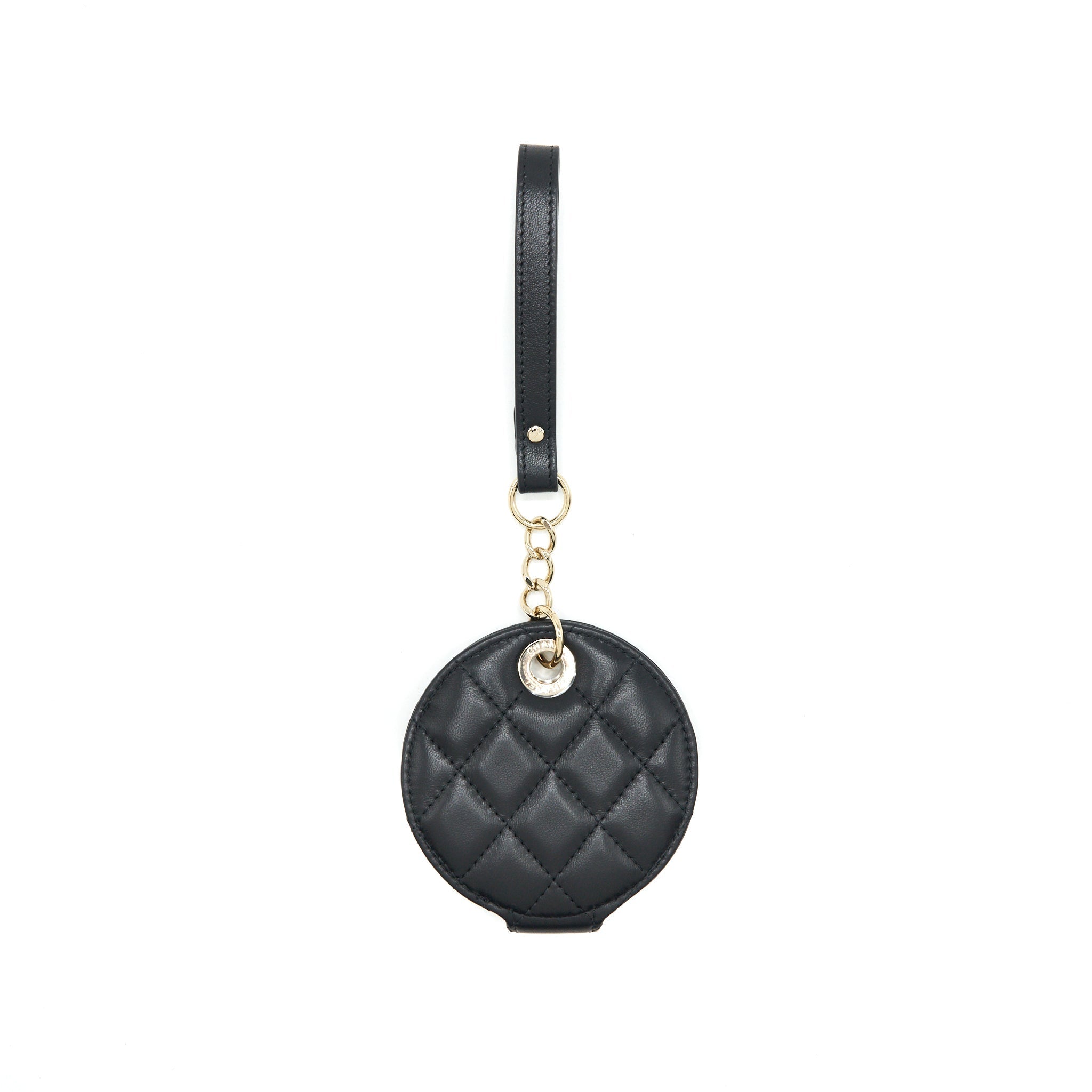 CHANEL QUILTED LUGGAGE TAG LAMBSKIN BLACK LGHW