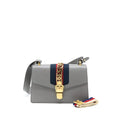 GUCCI SMALL SYLVIE SHOULDER BAG CALFSKIN GREY GHW