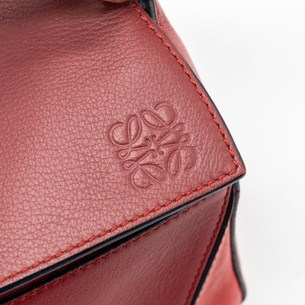 LOEWE SMALL PUZZLE BAG CALFSKIN RED GHW