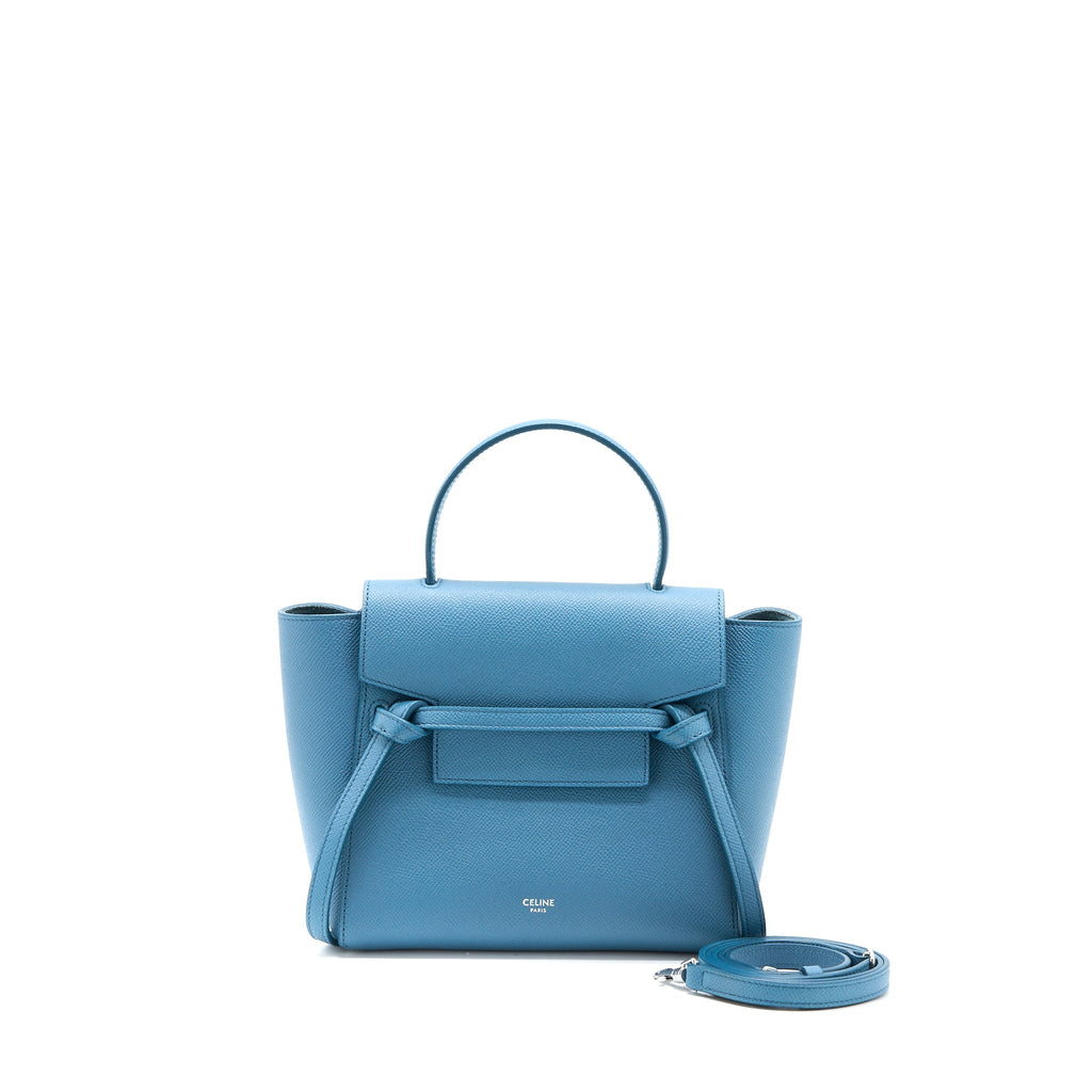CELINE NANO BELT BAG GRAINED CALFSKIN BLUE SHW
