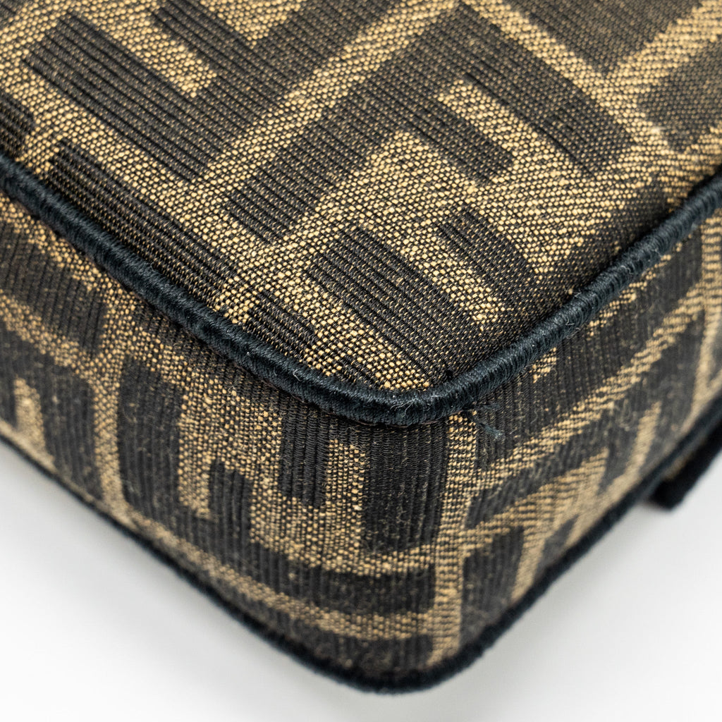 FENDI MINI BAGUETTE BAG FF JACQUARD FABRIC BROWN GHW