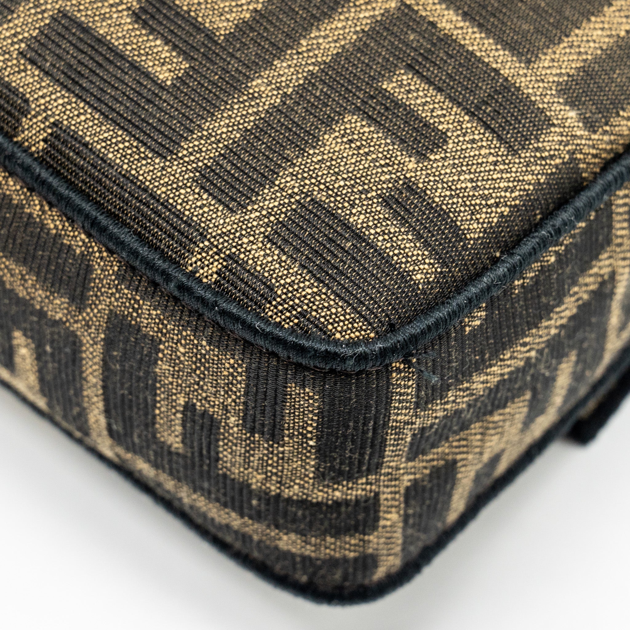 FENDI MINI BAGUETTE BAG FF JACQUARD FABRIC BROWN GHW