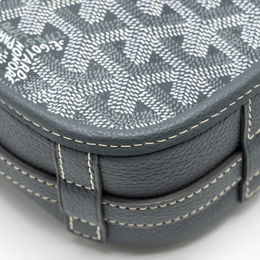 GOYARD BELVEDERE PM MESSENGER BAG GOYARDINE CANVAS CALFSKIN GREY SHW