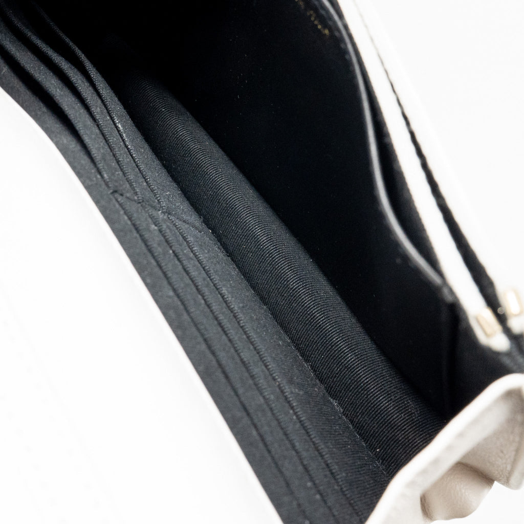 CHANEL GIANT CHAIN CLASSIC WALLET ON CHAIN LAMBSKIN WHITE MULTICOLOUR HARDWARE (MICROCHIP)