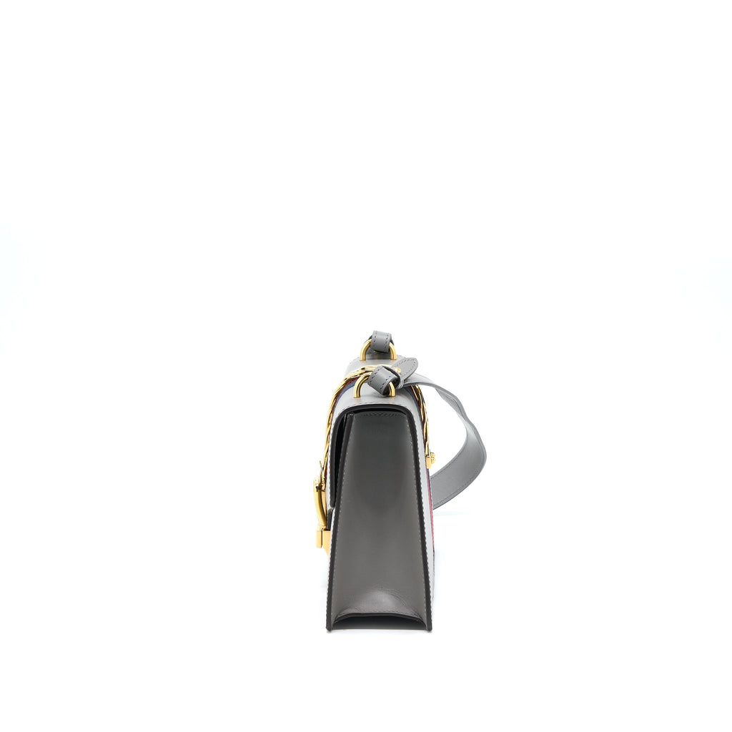 GUCCI SMALL SYLVIE SHOULDER BAG CALFSKIN GREY GHW