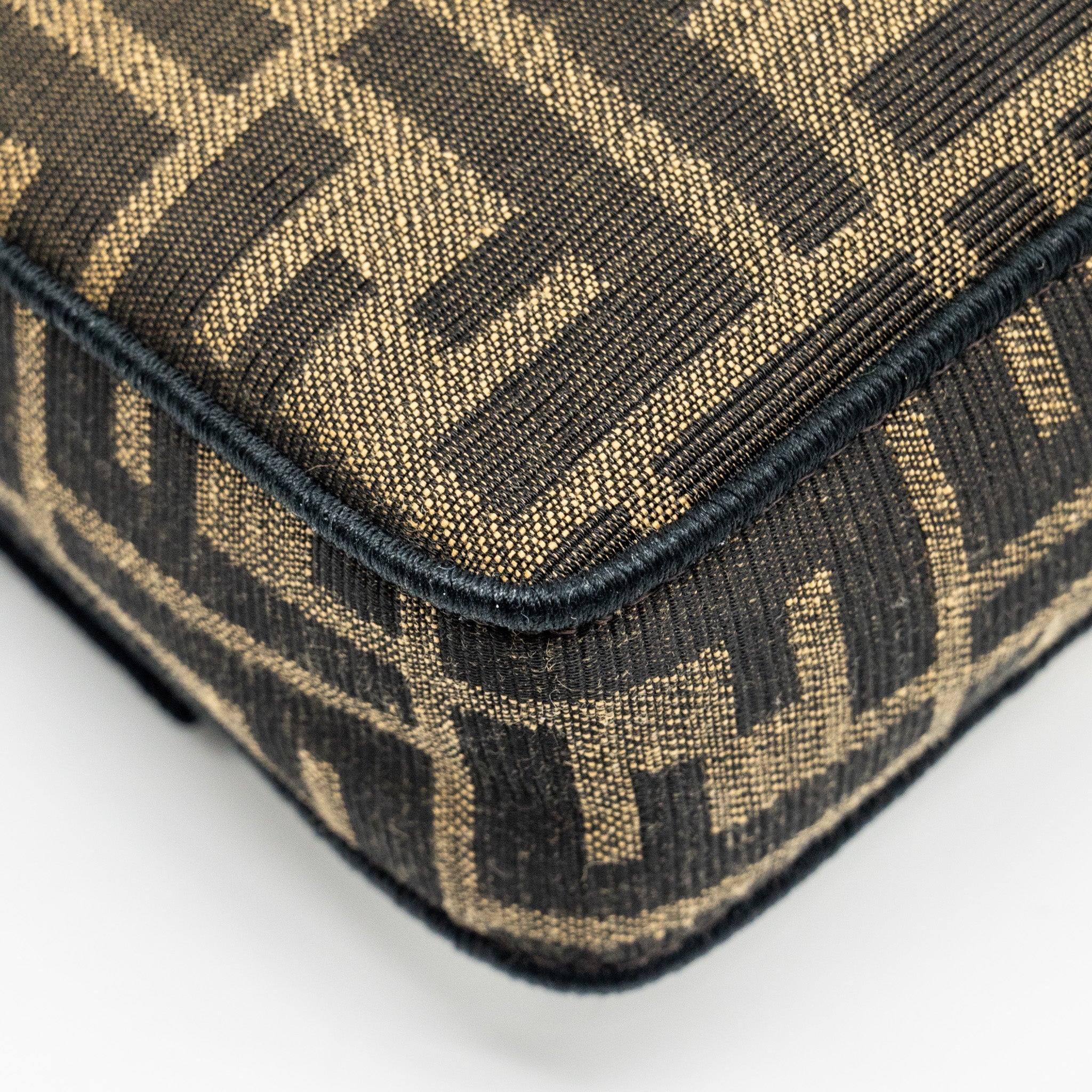 FENDI MINI BAGUETTE BAG FF JACQUARD FABRIC BROWN GHW