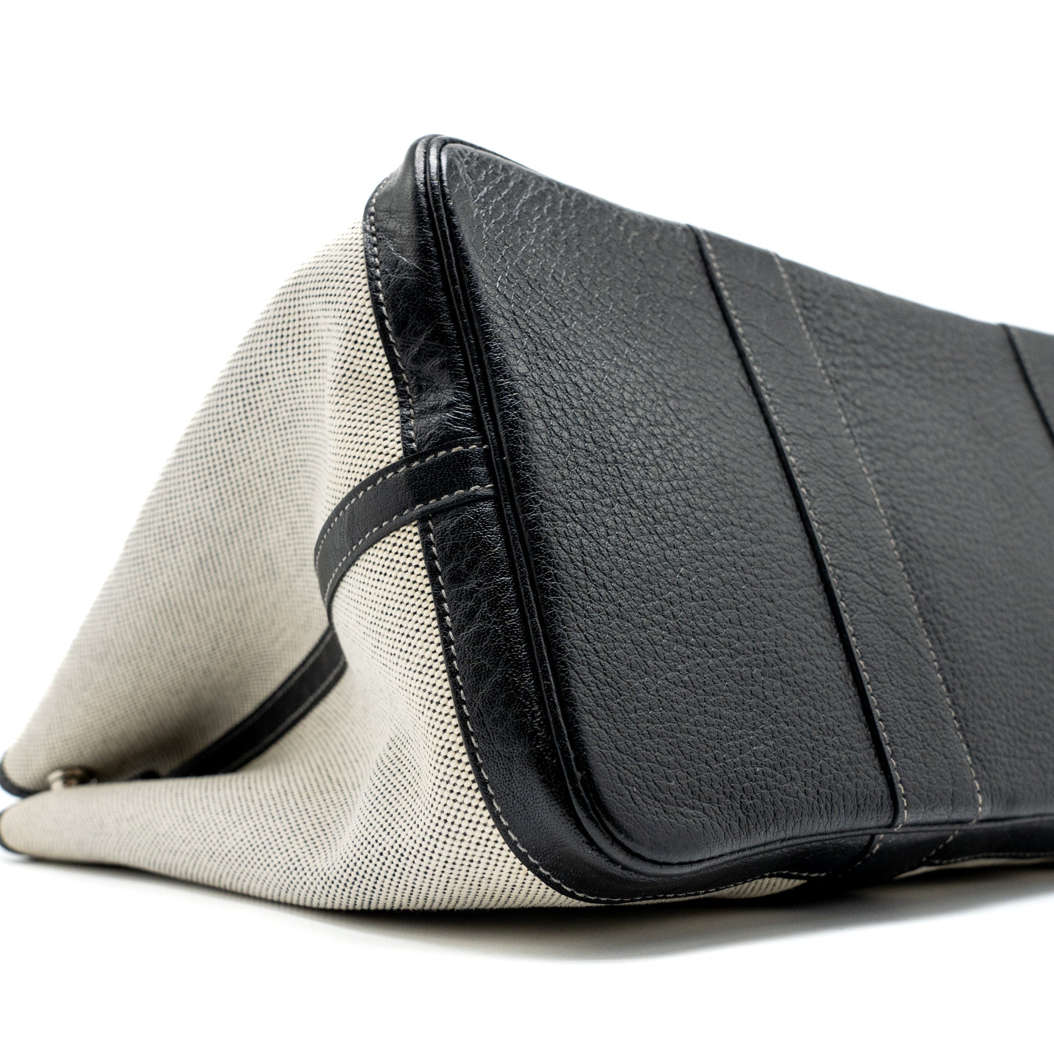 HERMES GARDEN PARTY 36 CANVAS/LEATHER BLACK/WHITE SHW