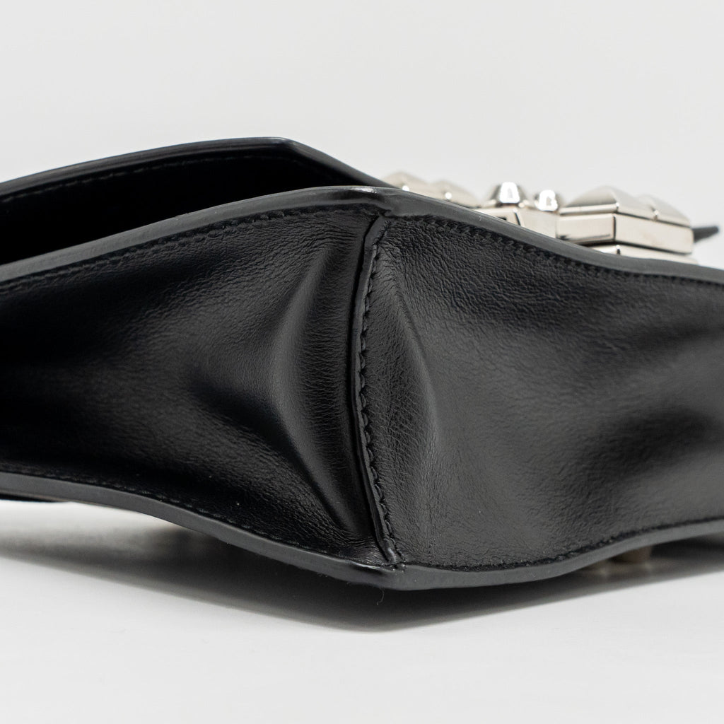 PRADA ELECTRA CITY FLAP BAG CALFSKIN BLACK/RED SHW