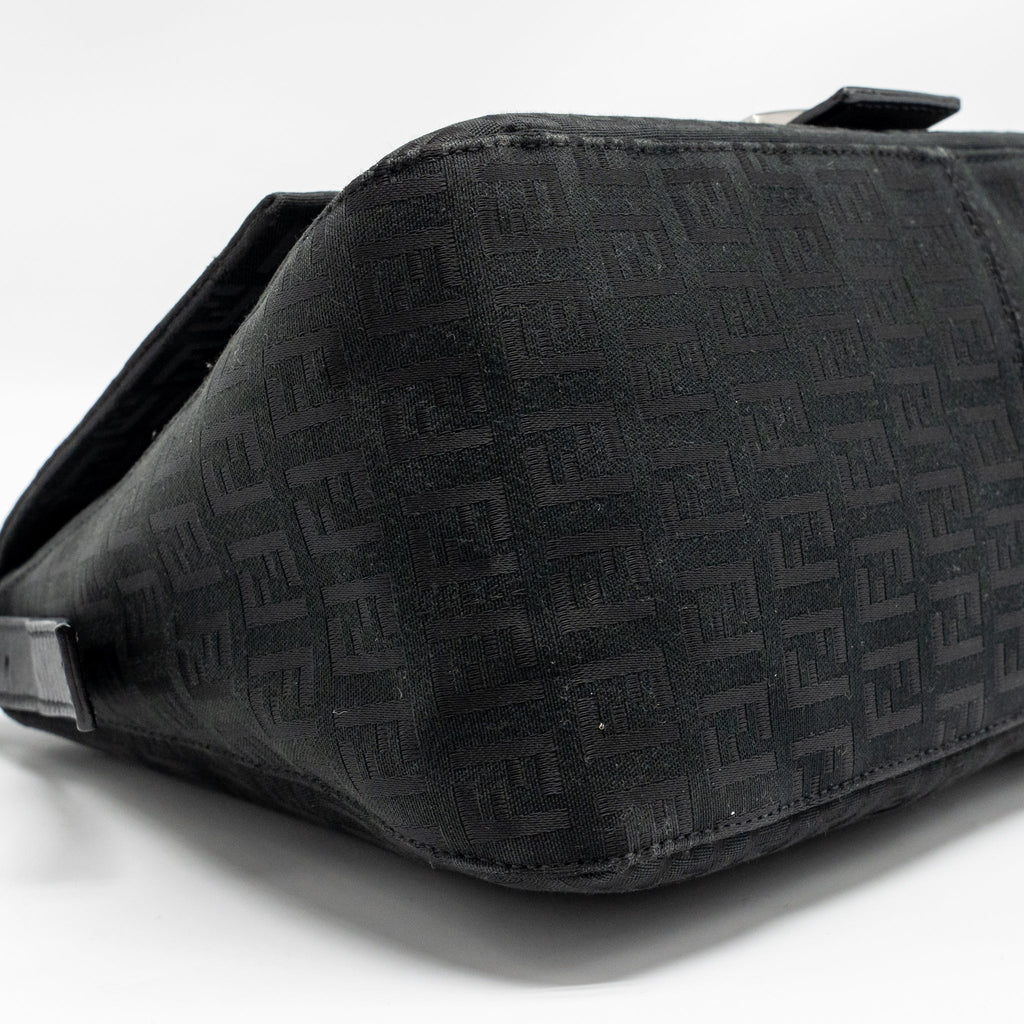 FENDI ZUCCA MAMMA BAGUETTE BAG FF LOGO CANVAS BLACK SHW