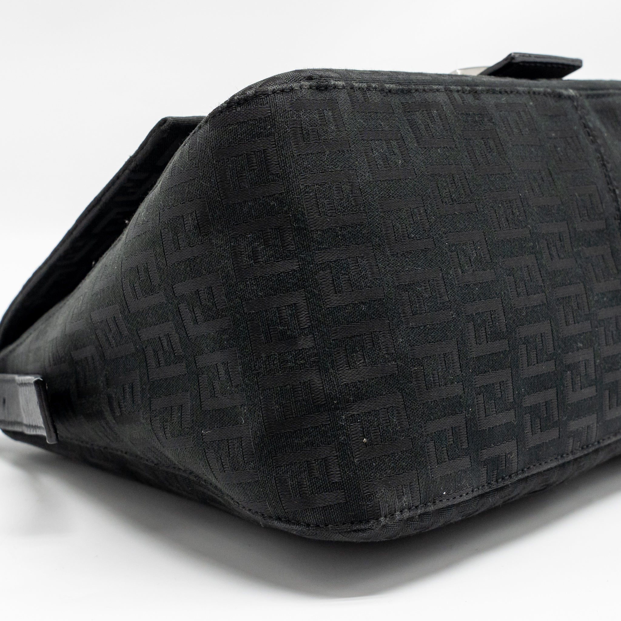 FENDI ZUCCA MAMMA BAGUETTE BAG FF LOGO CANVAS BLACK SHW