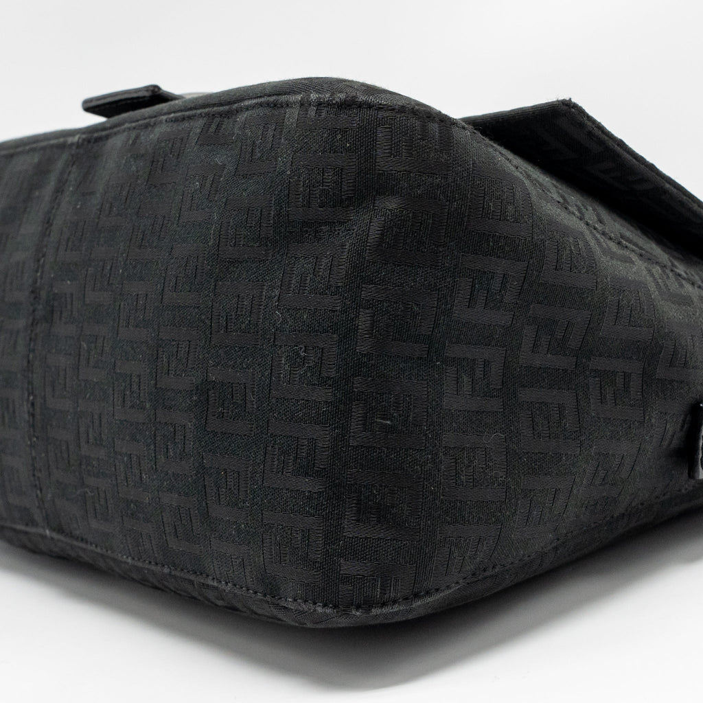 FENDI ZUCCA MAMMA BAGUETTE BAG FF LOGO CANVAS BLACK SHW