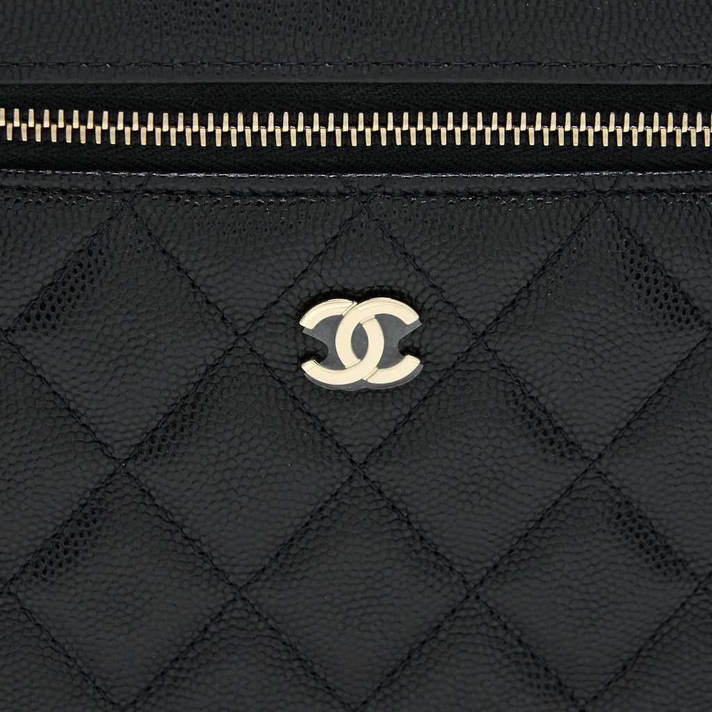 CHANEL TOP HANDLE VANITY CASE CAVIAR BLACK LGHW