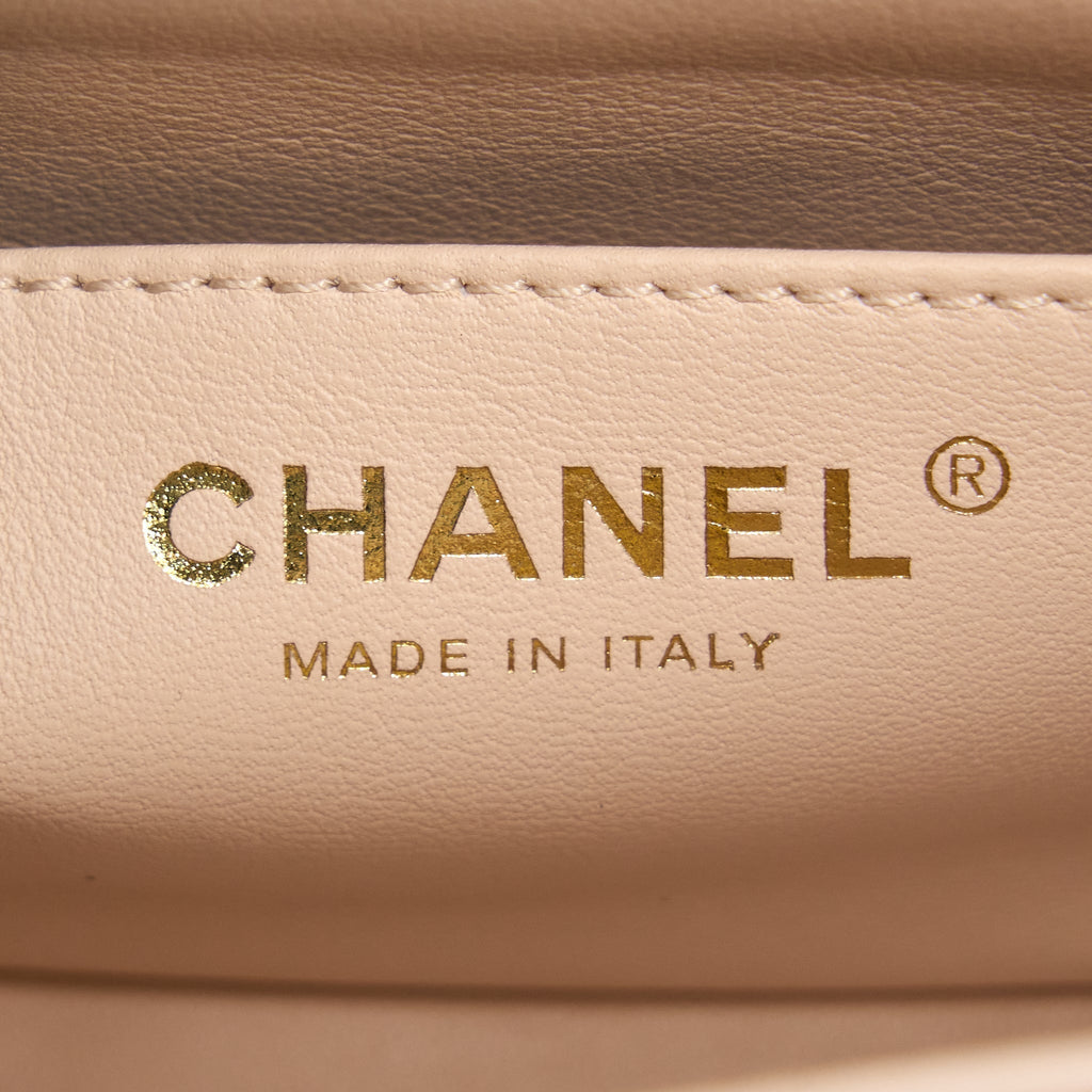 CHANEL 22C PEARL CRUSH MINI SQUARE FLAP BAG LAMBSKIN LIGHT BEIGE GHW