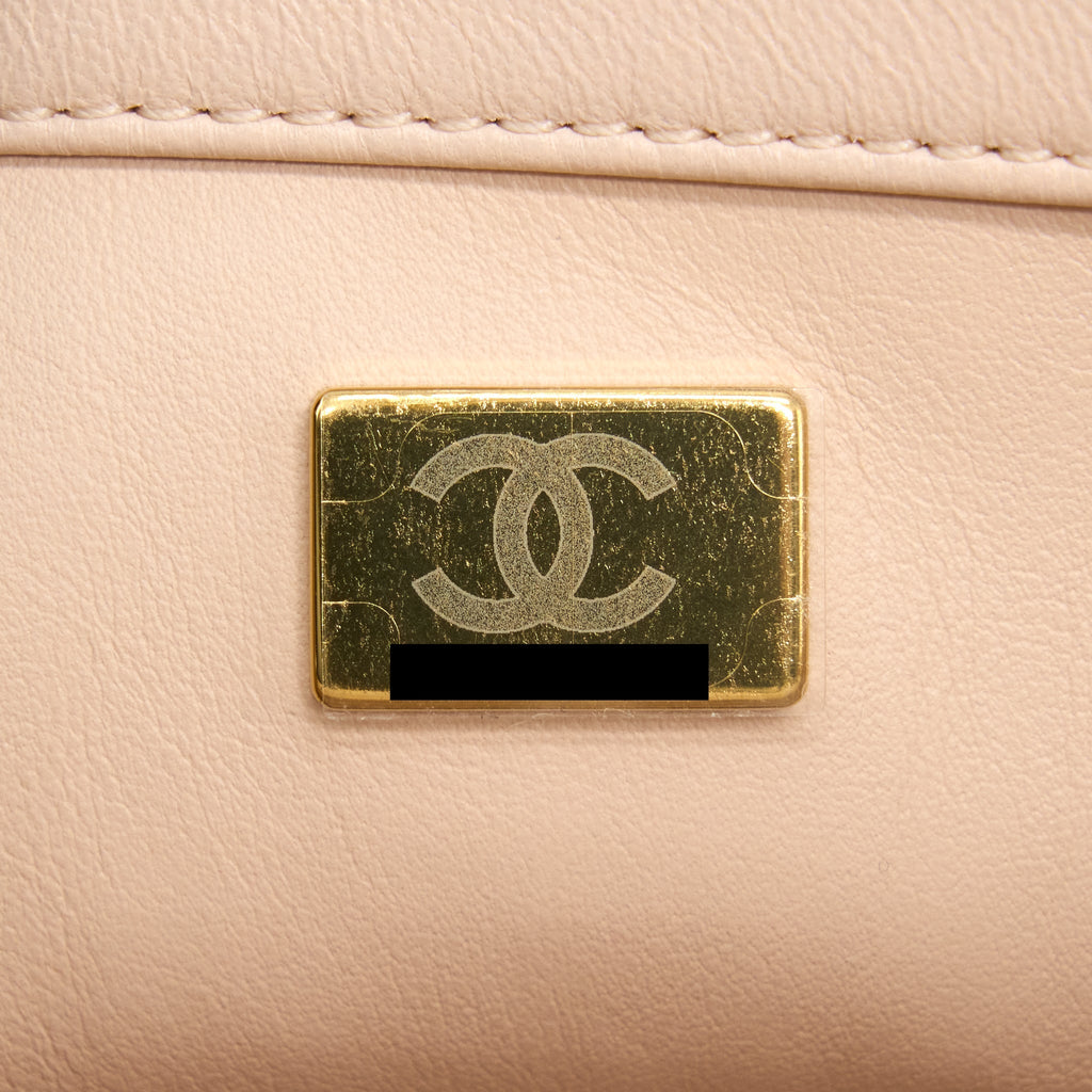 CHANEL 22C PEARL CRUSH MINI SQUARE FLAP BAG LAMBSKIN LIGHT BEIGE GHW