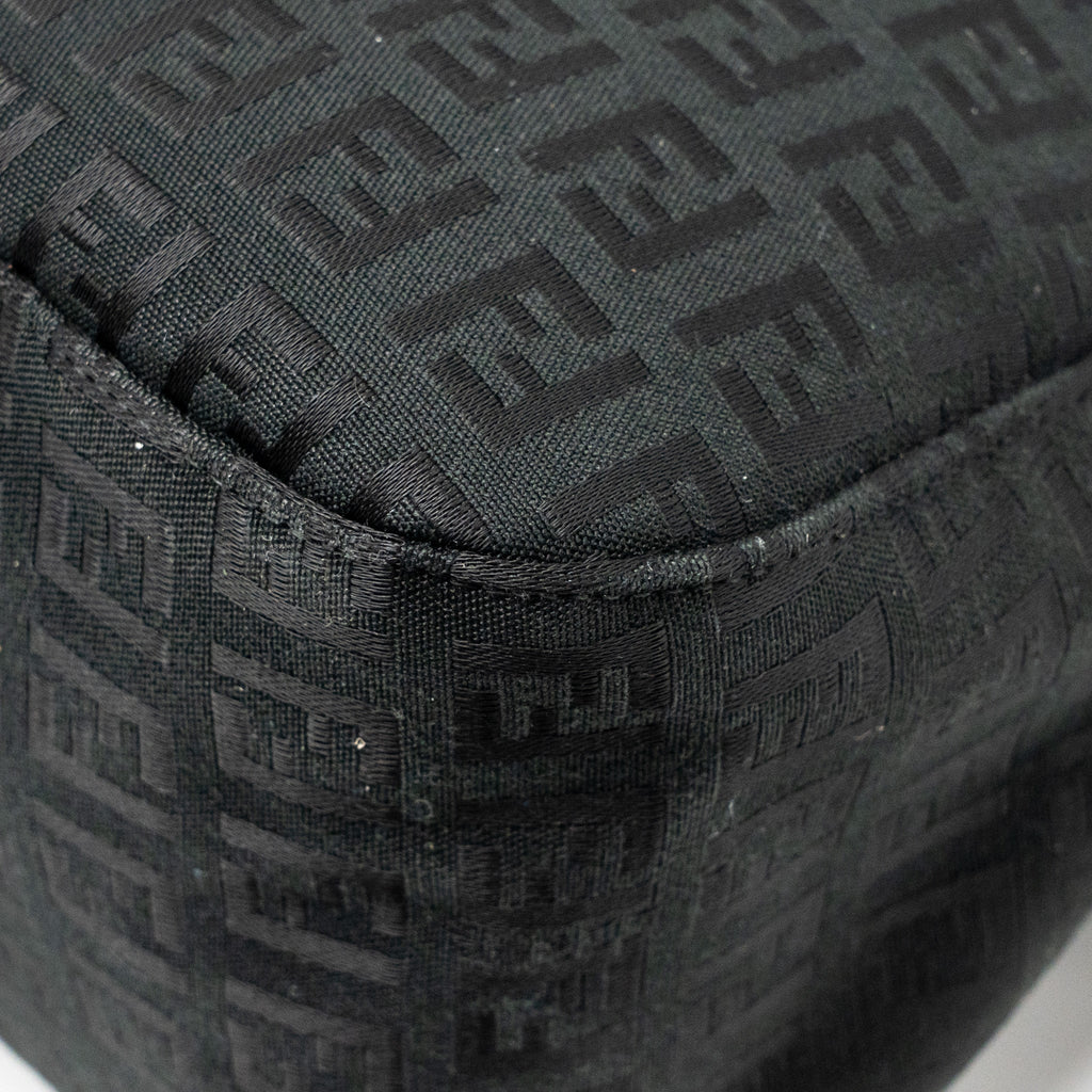 FENDI ZUCCA MAMMA BAGUETTE BAG FF LOGO CANVAS BLACK SHW