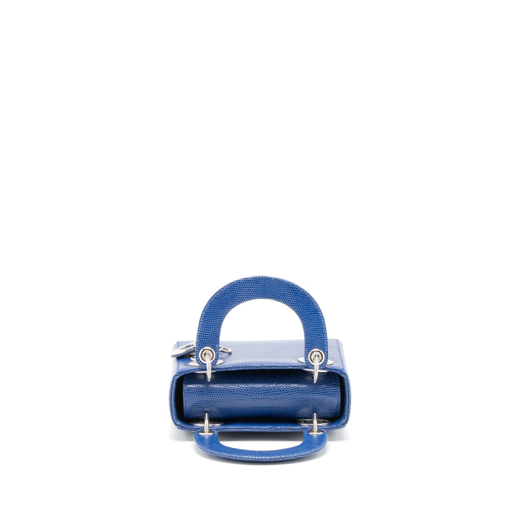 DIOR MINI LADY DIOR LIZARD BLUE CRYSTAL SHW