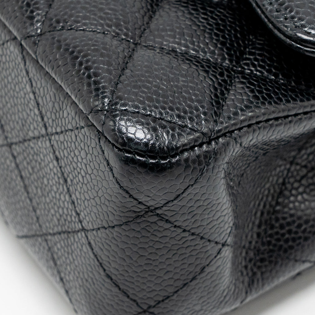 CHANEL MEDIUM CLASSIC DOUBLE FLAP BAG CAVIAR BLACK SHW