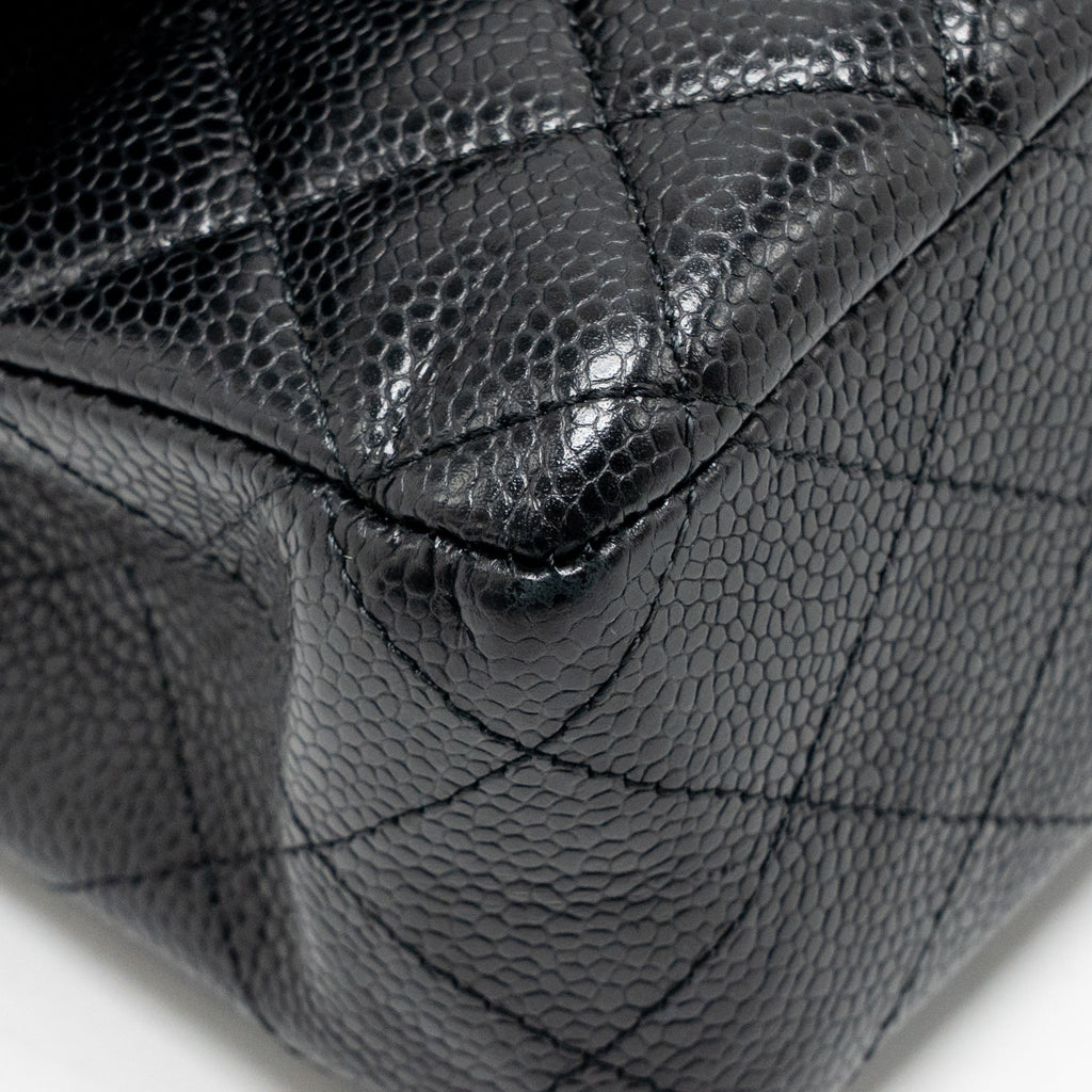CHANEL MEDIUM CLASSIC DOUBLE FLAP BAG CAVIAR BLACK SHW