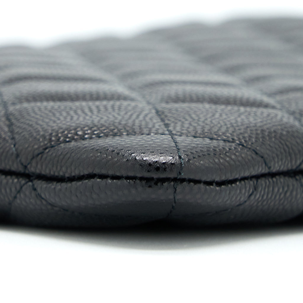 CHANEL O CASE POUCH CAVIAR BLACK LGHW