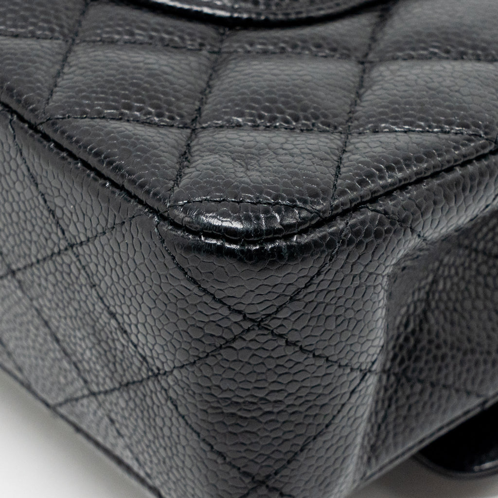 CHANEL MEDIUM CLASSIC DOUBLE FLAP BAG CAVIAR BLACK SHW