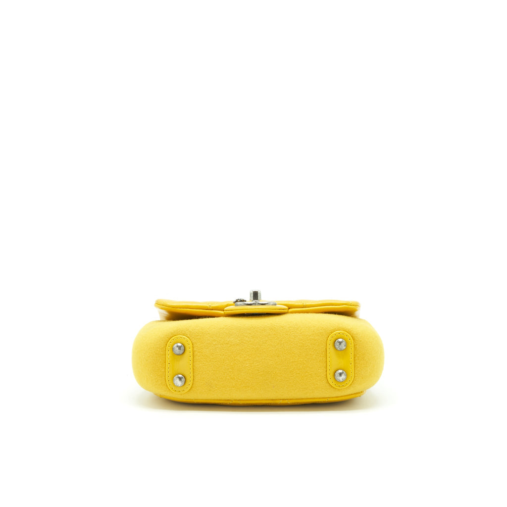 CHANEL SEASONAL LIMITED FLAP BAG LEATHER AND FABRIC YELLOW WITH RUTHENIUM HARDWARE