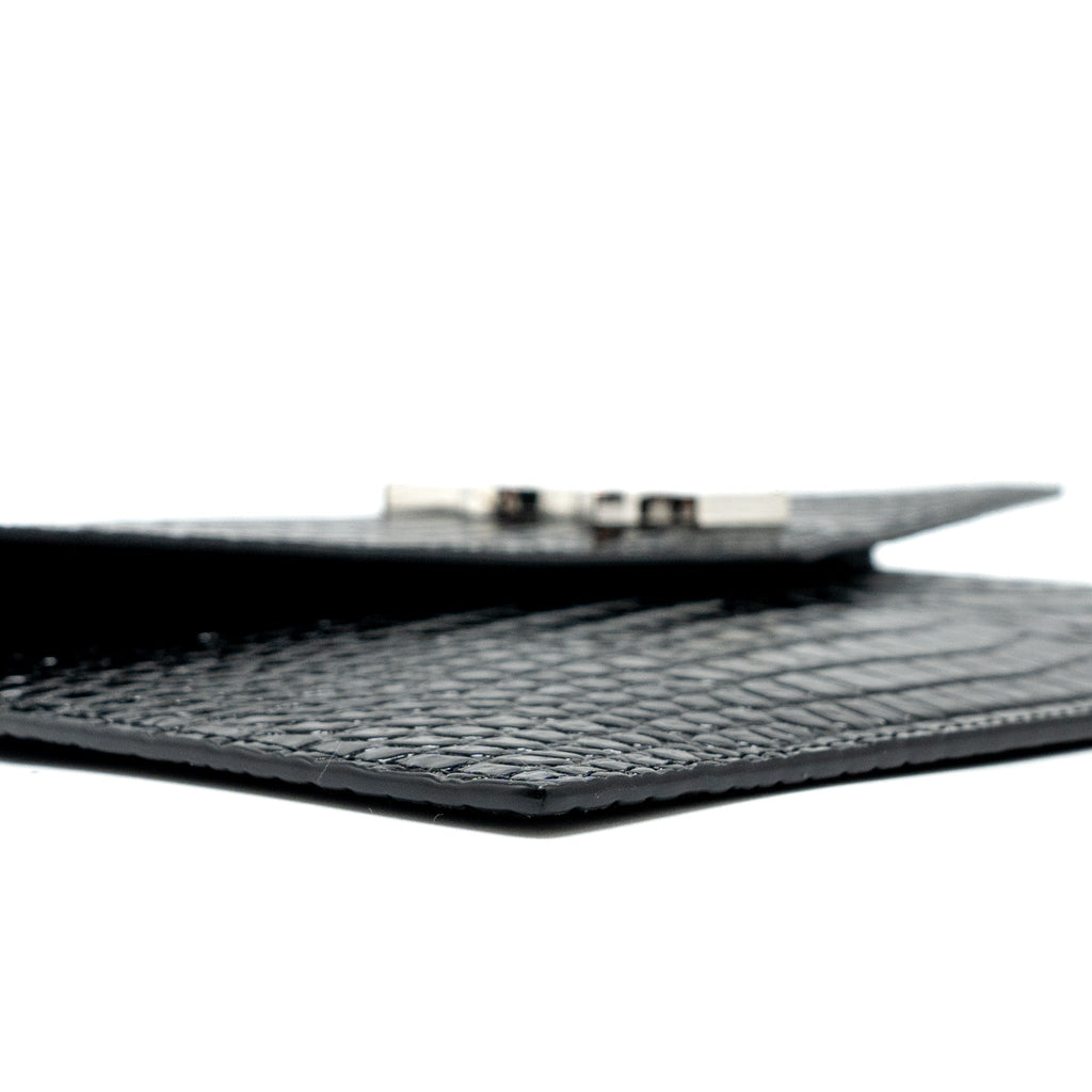 SAINT LAURENT/YSL UPTOWN POUCH CROC-EMBOSSED CALFSKIN BLACK SHW