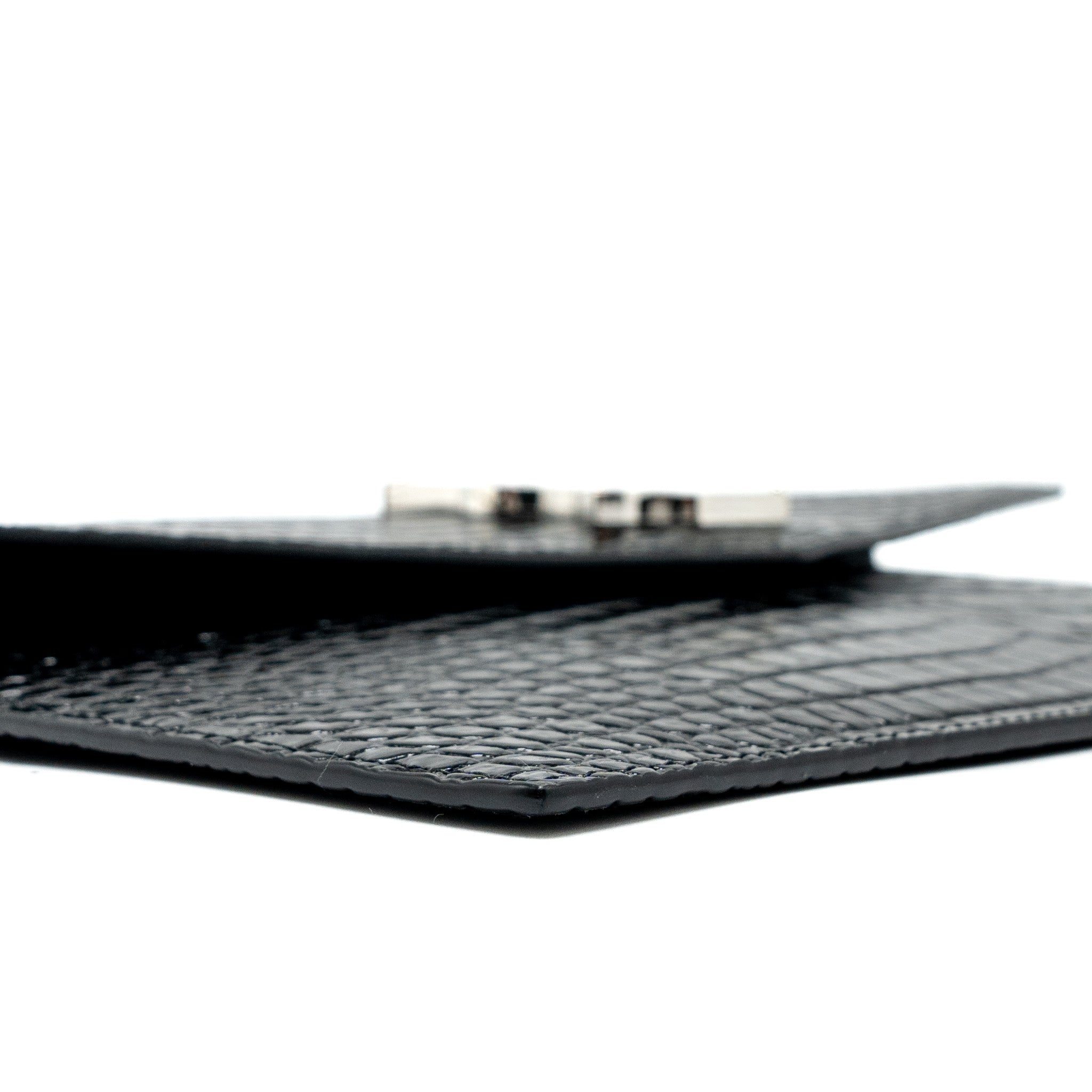 SAINT LAURENT/YSL UPTOWN POUCH CROC-EMBOSSED CALFSKIN BLACK SHW