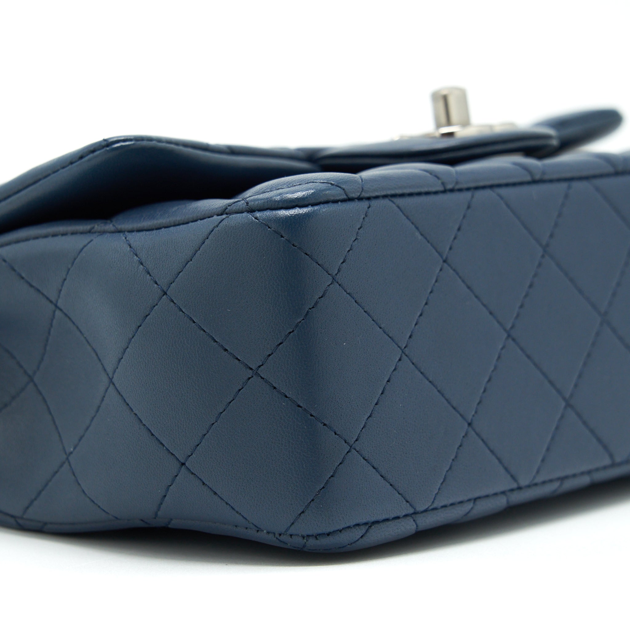 CHANEL MINI RECTANGULAR FLAP BAG LAMBSKIN BLUE SHW