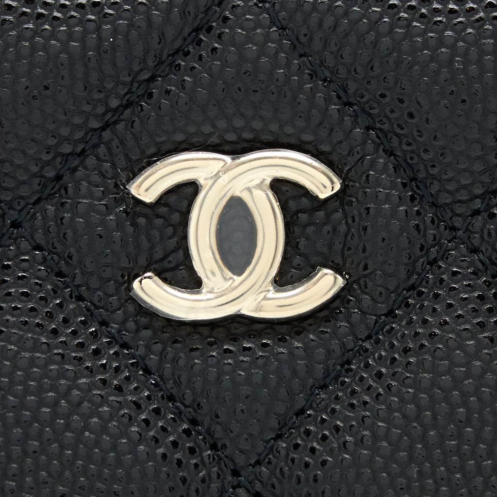 CHANEL O CASE POUCH CAVIAR BLACK LGHW