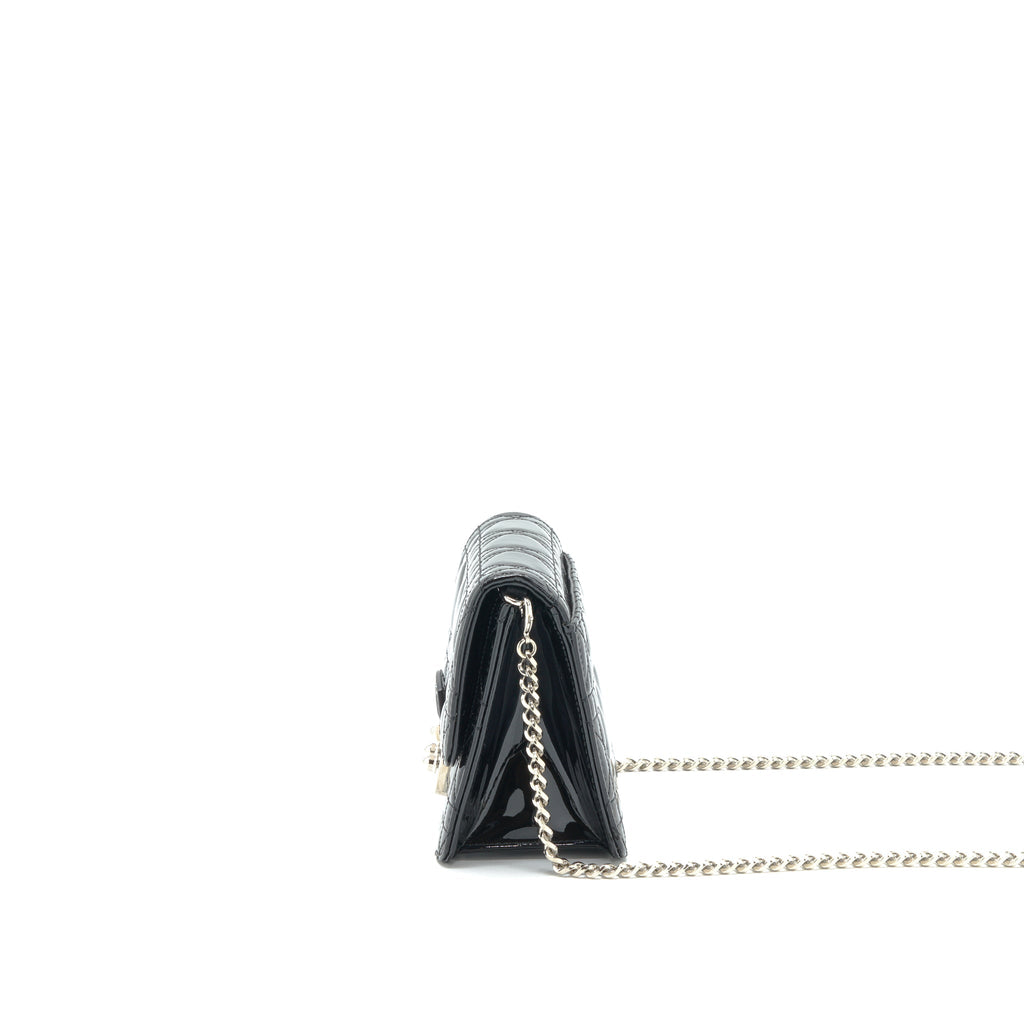 DIOR MINI MISS DIOR FLAP BAG PATENT BLACK SHW