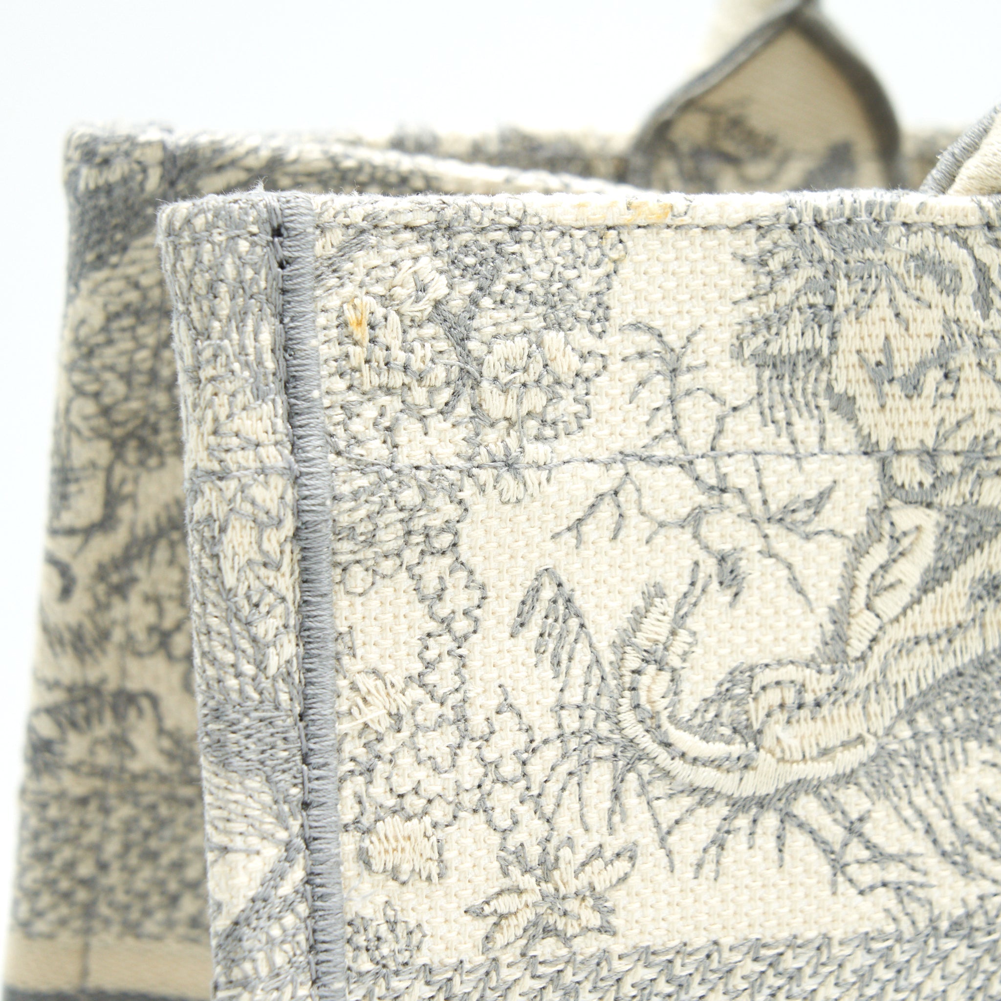 DIOR SMALL BOOK TOTE TOILE DE JOUY EMBROIDERY GREY