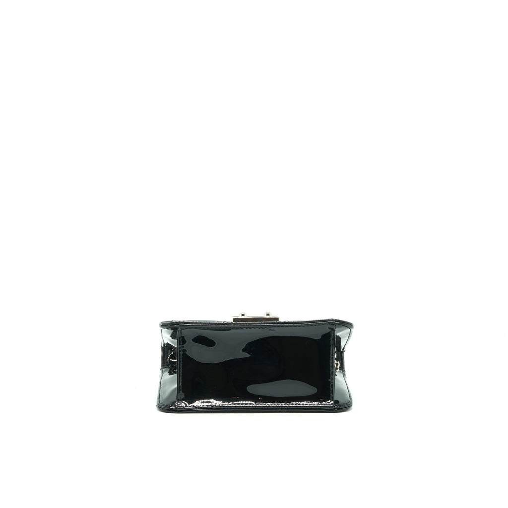DIOR MINI MISS DIOR FLAP BAG PATENT BLACK SHW