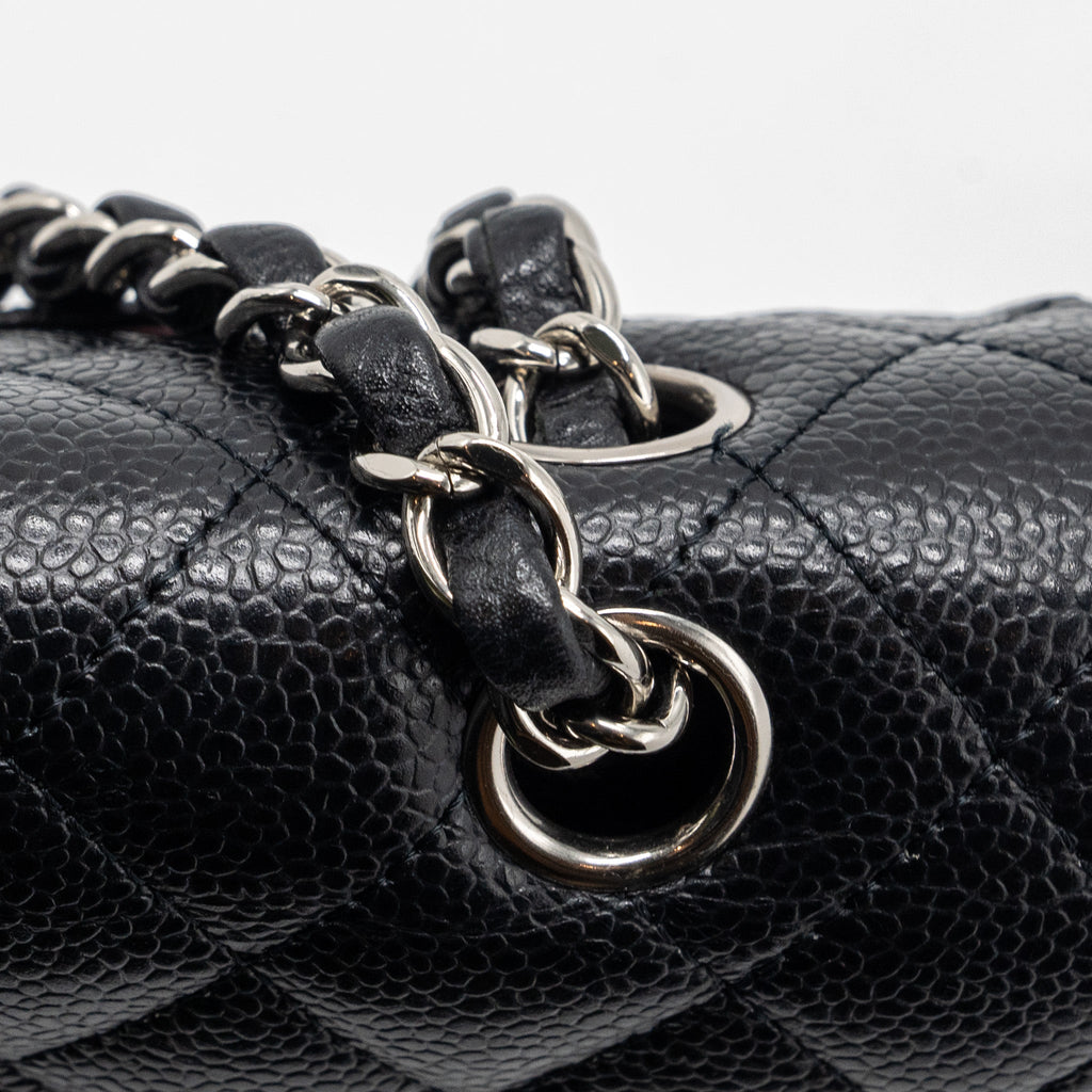 CHANEL MEDIUM CLASSIC FLAP BAG CAVIAR BLACK WITH SHW