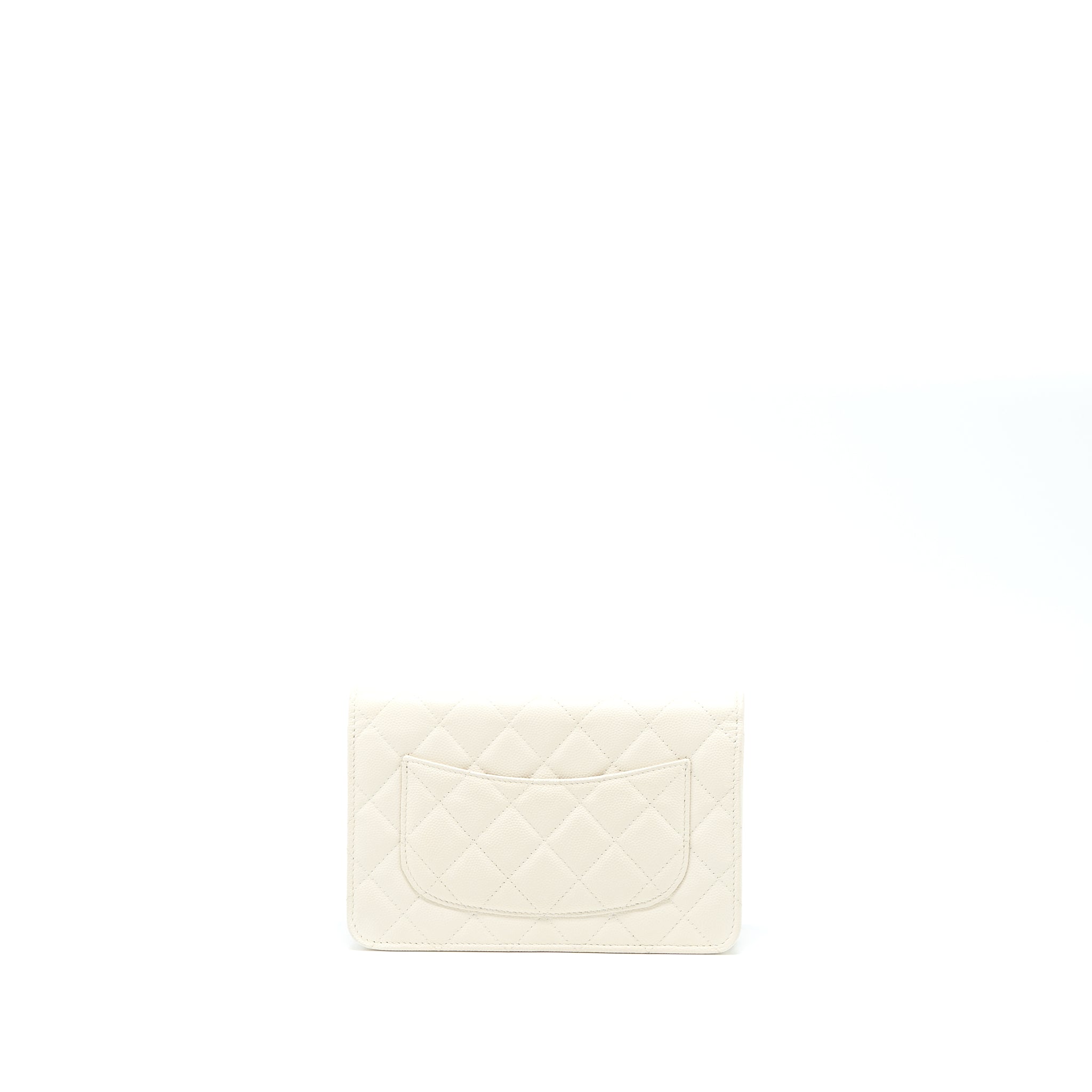 CHANEL CLASSIC WALLET ON CHAIN CAVIAR WHITE LGHW (MICROCHIP)