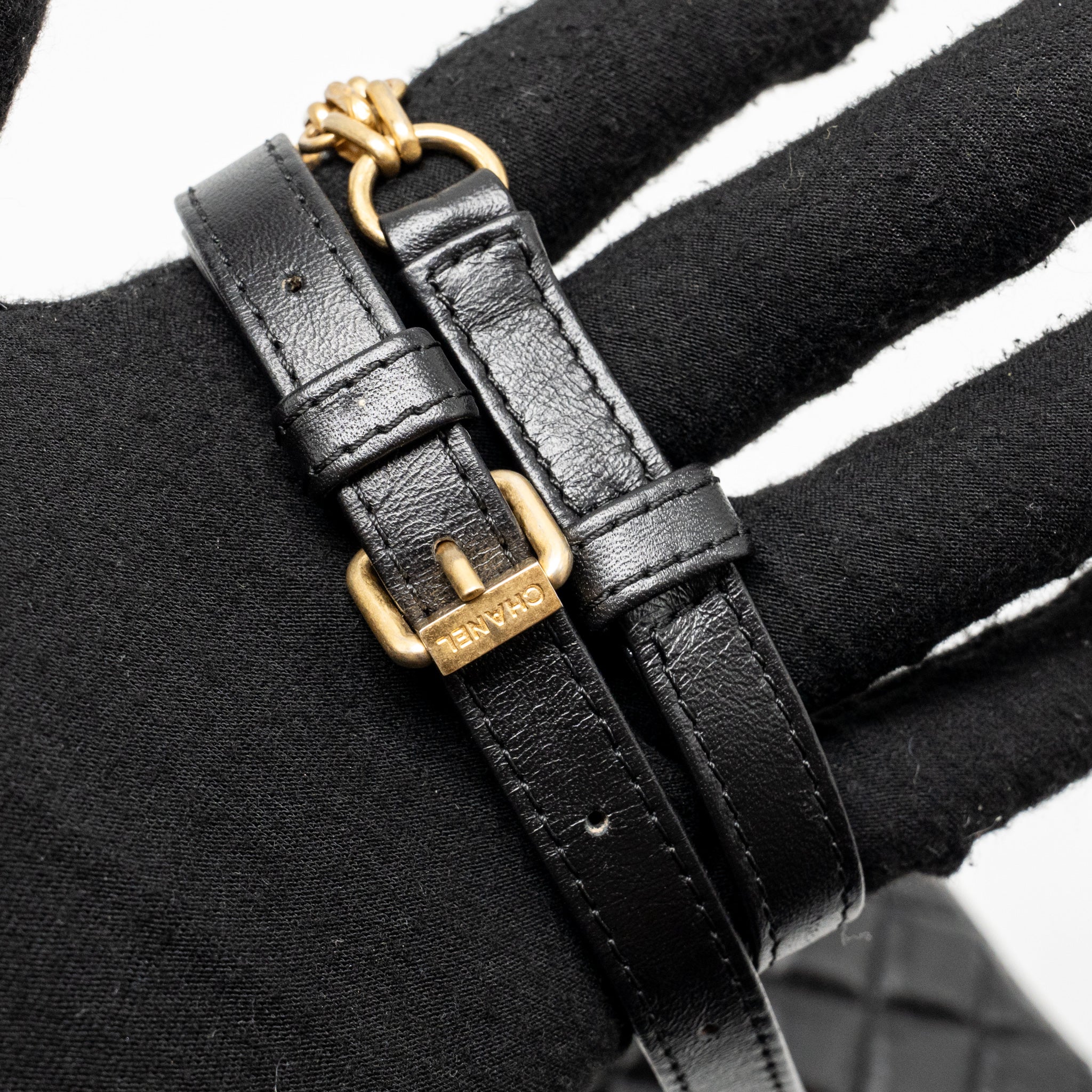 CHANEL 2.55 REISSUE WAIST BAG AGED CALFSKIN BLACK GHW