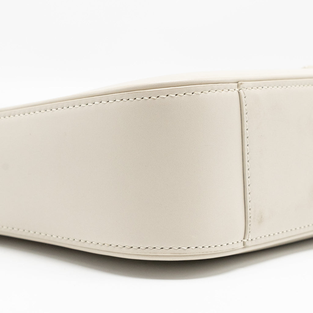 SAINT LAURENT LE 5 A 7 HOBO CALFSKIN BLANC VINTAGE GHW