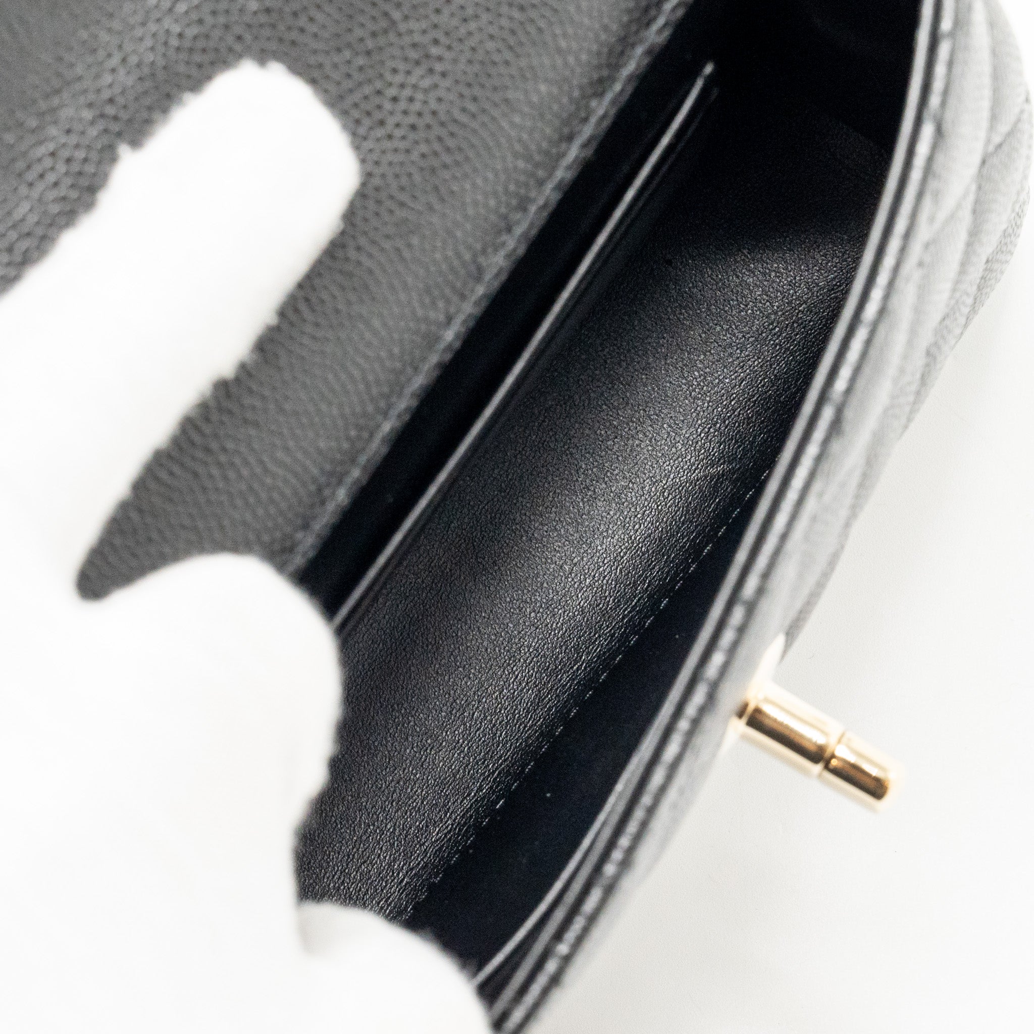 CHANEL COCO HANDLE CLUTCH WITH CHAIN CAVIAR BLACK LGHW (MICROCHIP)