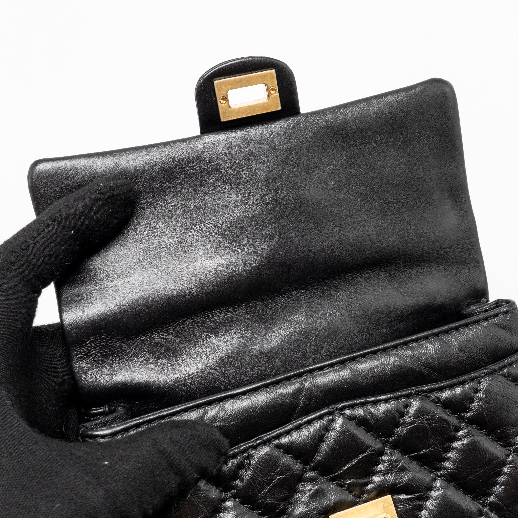 CHANEL 2.55 REISSUE WAIST BAG AGED CALFSKIN BLACK GHW