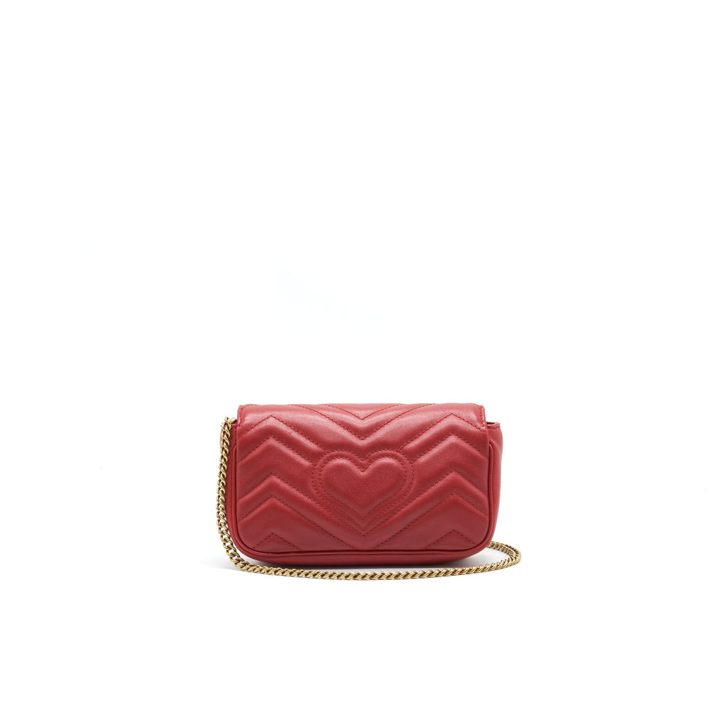 GUCCI GG MARMONT SUPER MINI LEATHER BAG RED