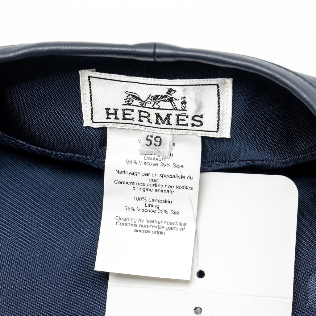 HERMES SIZE 59 SAINT HONORE BERET LAMBSKIN MARINE