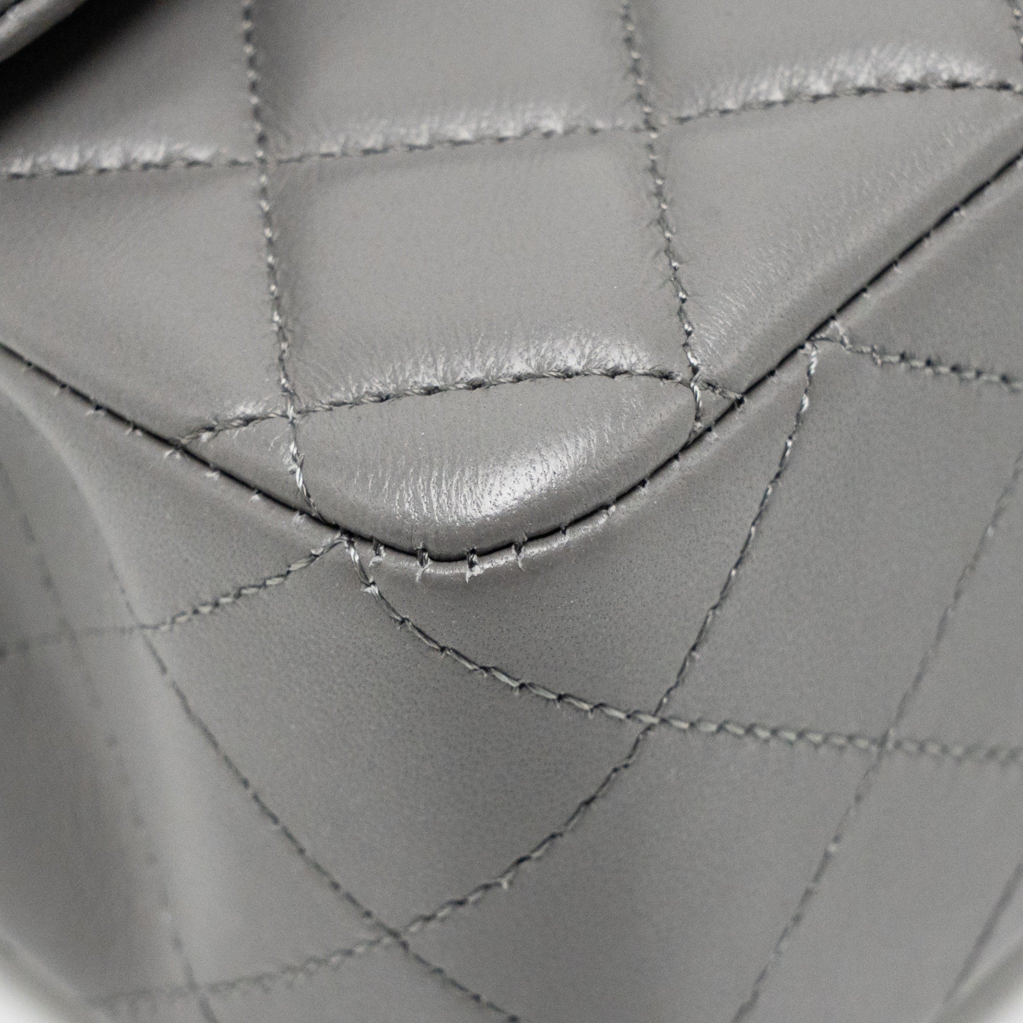 CHANEL MINI RECTANGULAR FLAP BAG LAMBSKIN GREY LGHW (MICROCHIP)