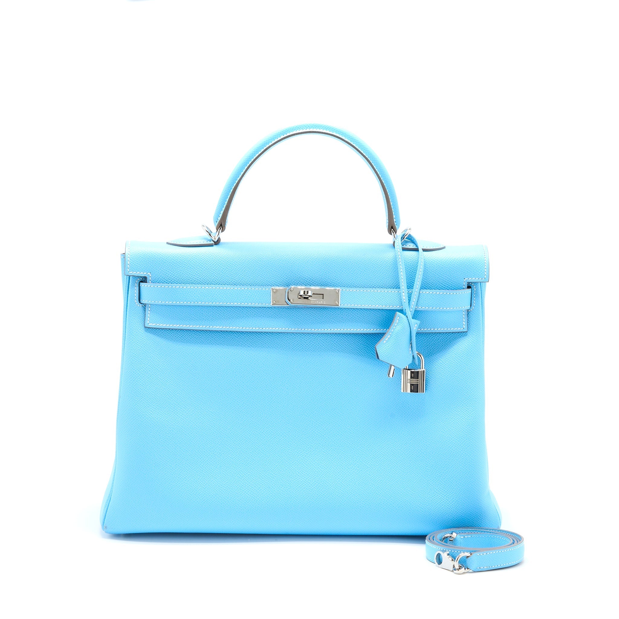HERMES KELLY 35 EPSOM 7N BLUE CELESTE SHW