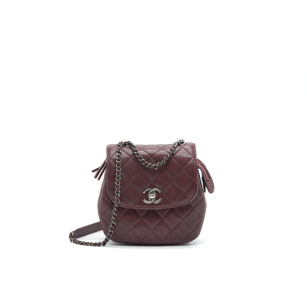 CHANEL SMALL FLAP BAG WITH CHAIN BURGUNDY SHW