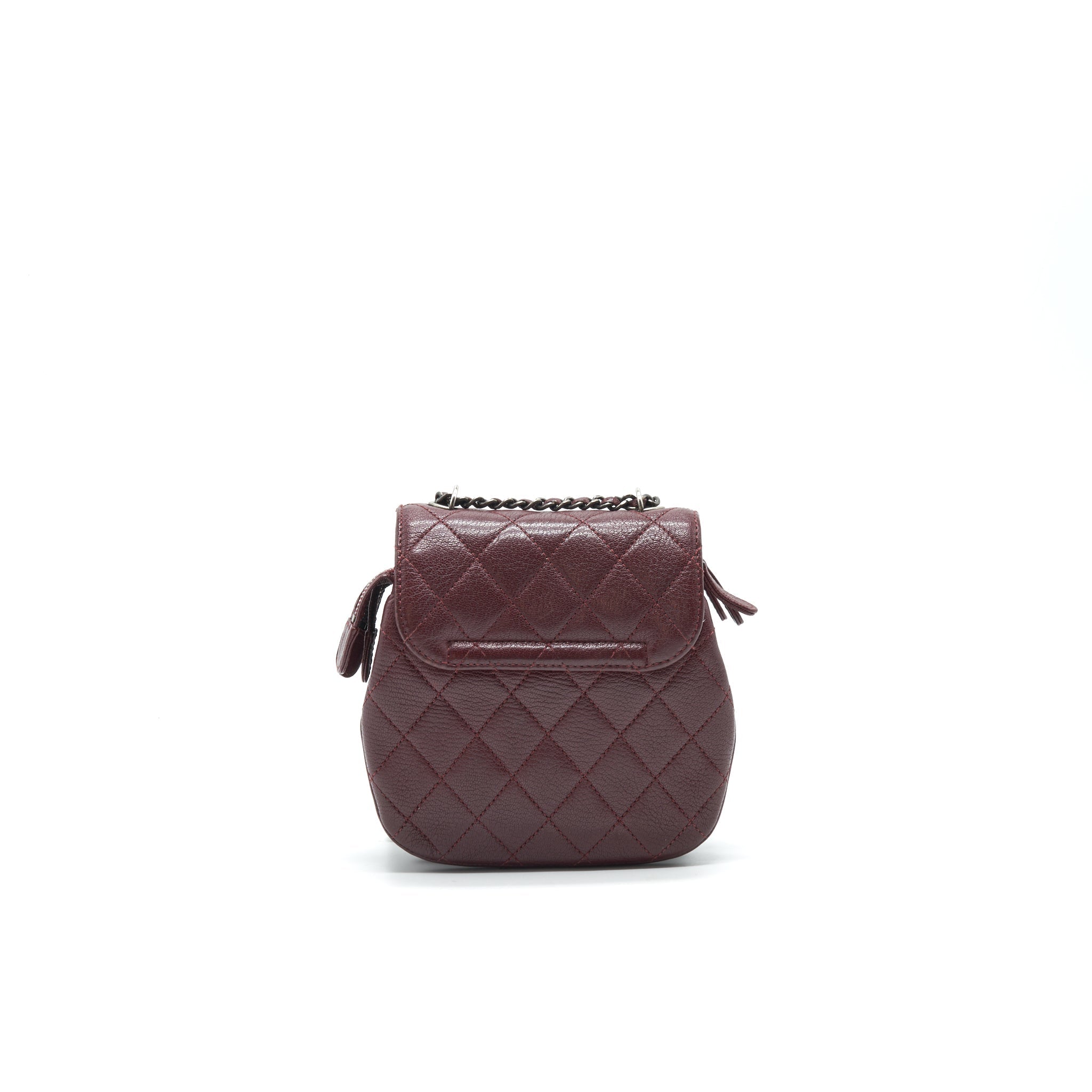 CHANEL SMALL FLAP BAG WITH CHAIN BURGUNDY SHW