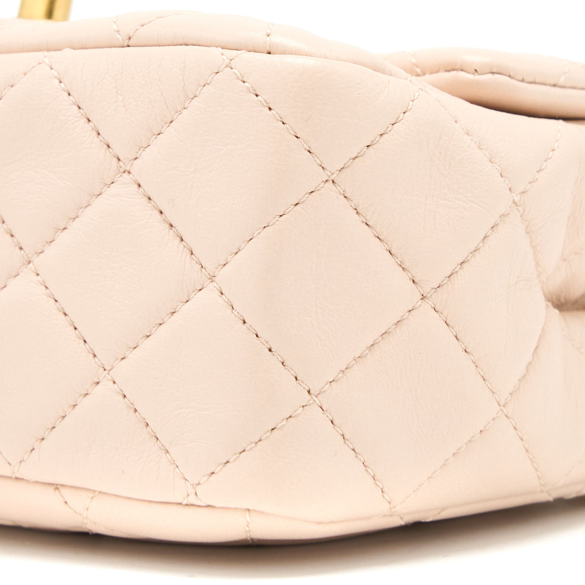 CHANEL PEARL CRUSH MINI SQUARE LAMBSKIN LIGHT BEIGE BRUSHED GHW(MICROCHIP)