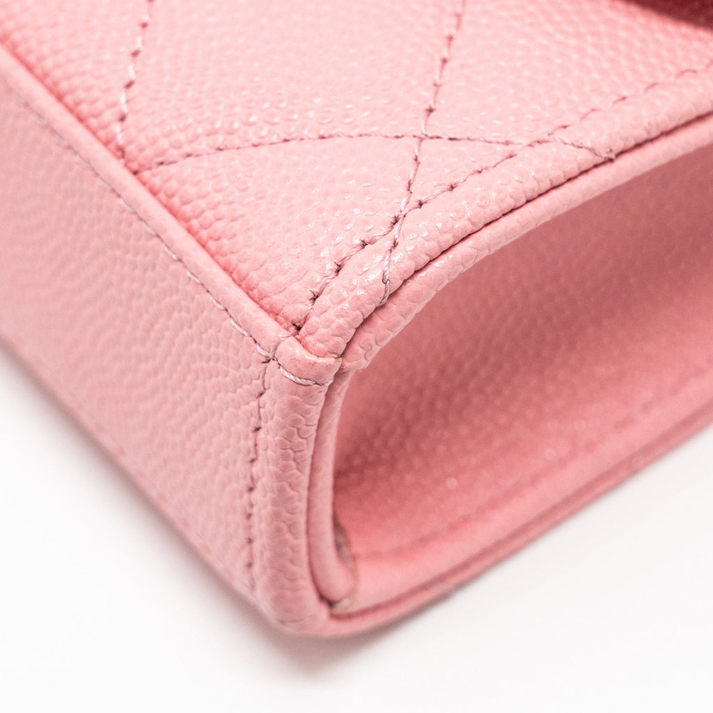 CHANEL MINI FLAP BAG WITH CHAIN HANDLE CAVIAR PINK GHW (MICROCHIP)